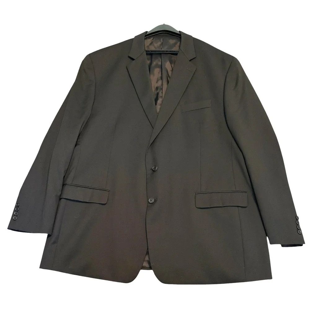 Lauren Ralph Lauren Blazer Mens 50L Black Wool Blend 2 Button Jacket Single Vent